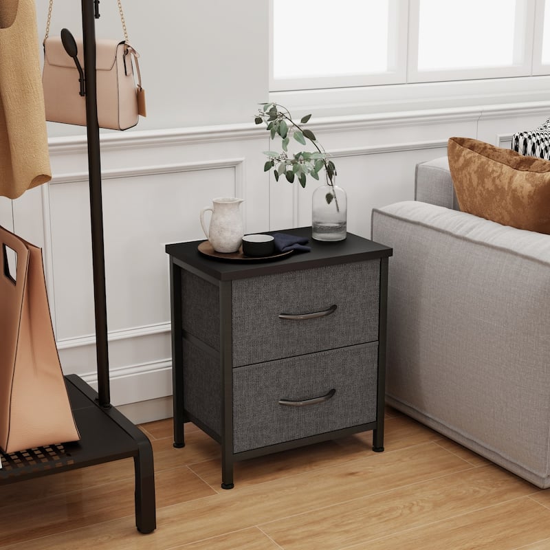 Nightstand Set of 2, Side Table with 2 Fabric Drawers, End Table, Bedside Table , Night Stand for Bedroom