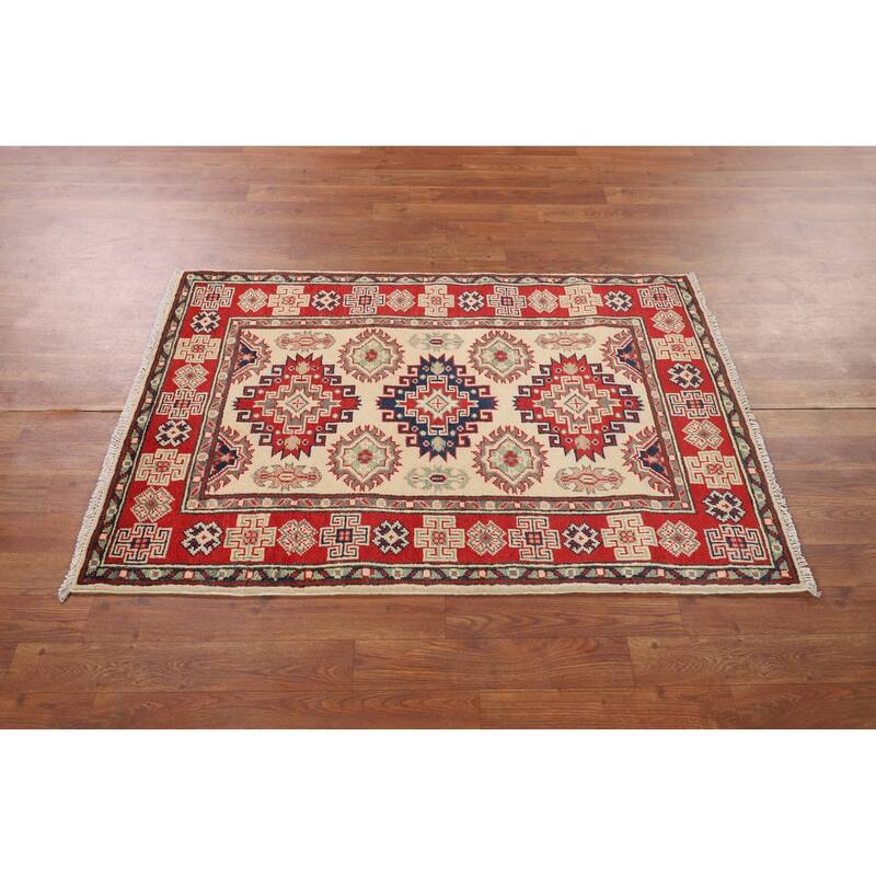 Kazak Accent Rug Handmade Oriental Foyer Wool Carpet - 2'10" x 4'2"