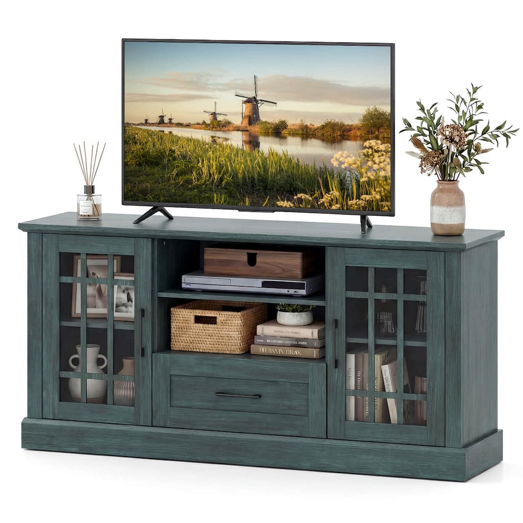 Costway Farmhouse TV Stand for TVs up to 70" Media Center with Glass - See Details