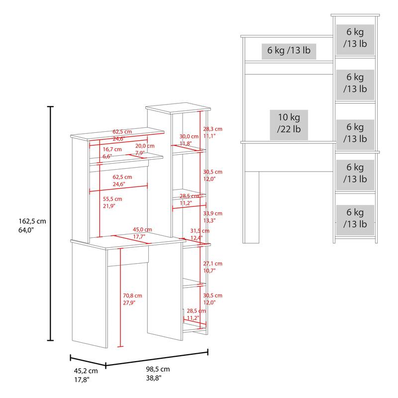 Traditional L-Shaped Desk with File Drawer, Black finish