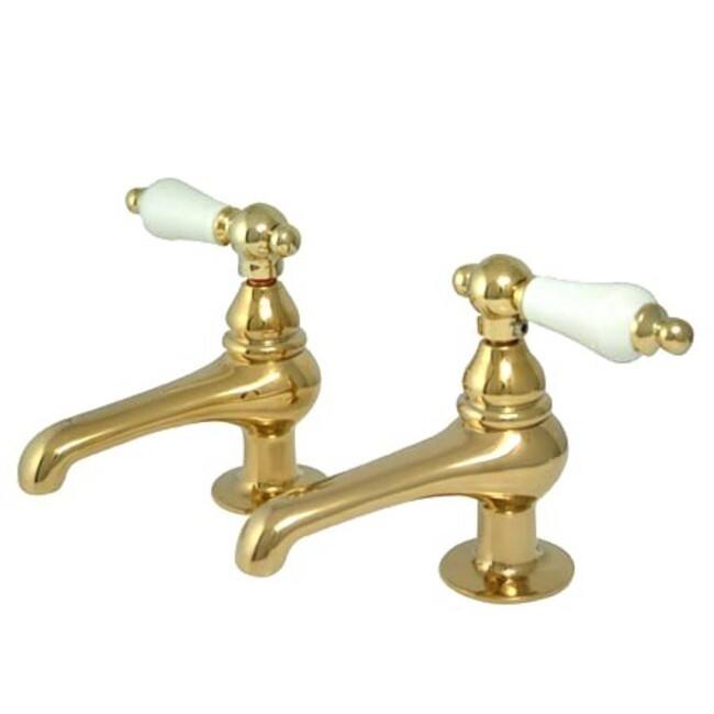 Elements Of Design Double Handle Lavatory Basin Tap with American - Polished Brass (PVD)