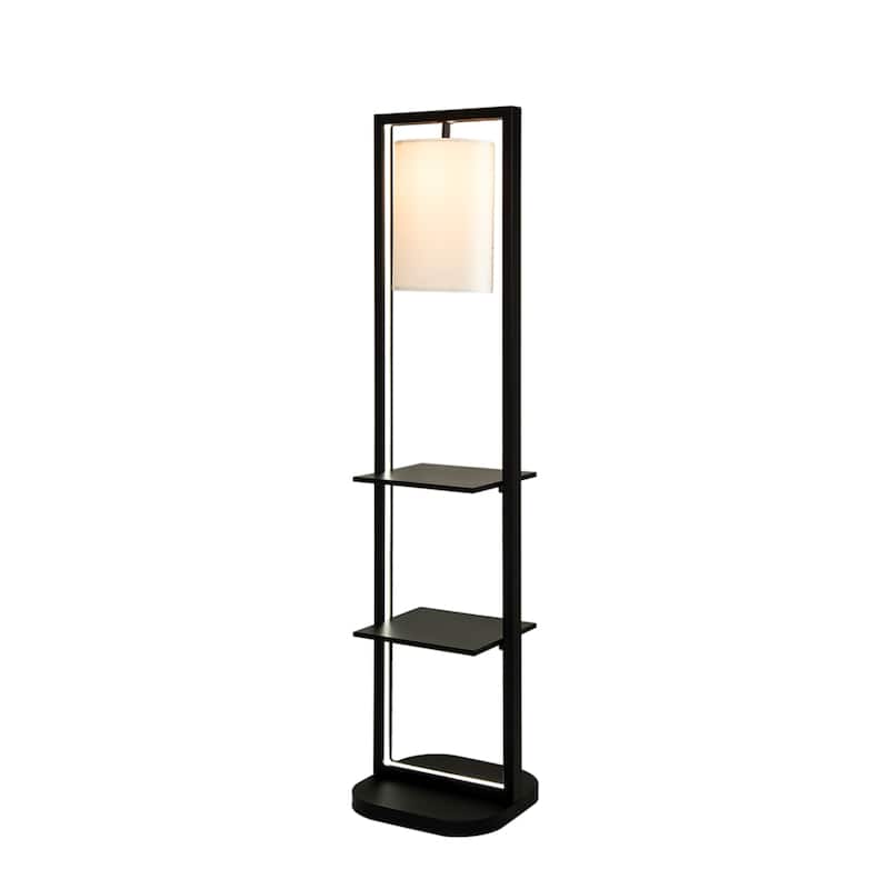 Two Tier Vertical Shelving Stand with Light - 74.25" - Black