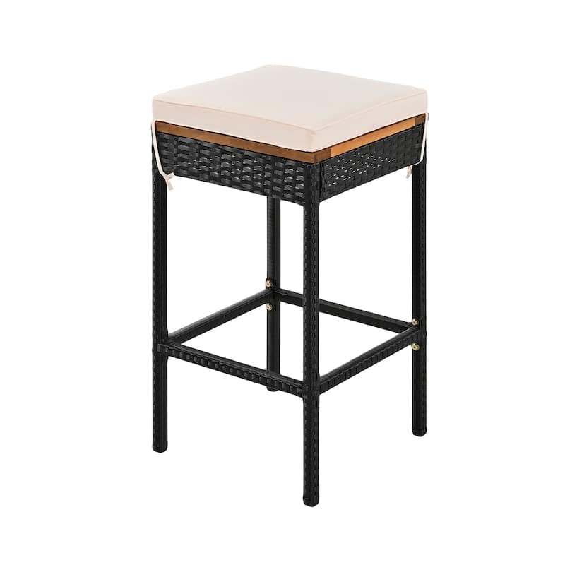 10-Piece/5-Pieces Outdoor Acacia Wood Bar Height Dining Foldable Table & Stools with Cushions