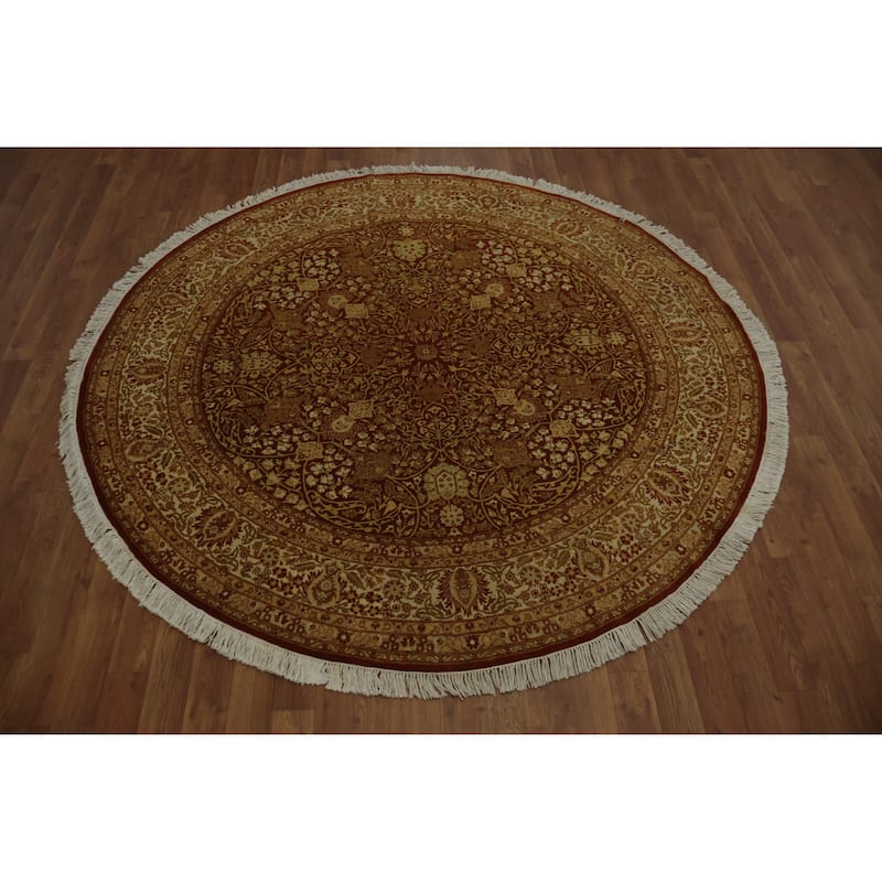 Hand Knotted Oriental 100% Wool Carpet Traditional Floral Oranges & Rust Ziegler Area Rug - 6' 0'' X 6' 1''