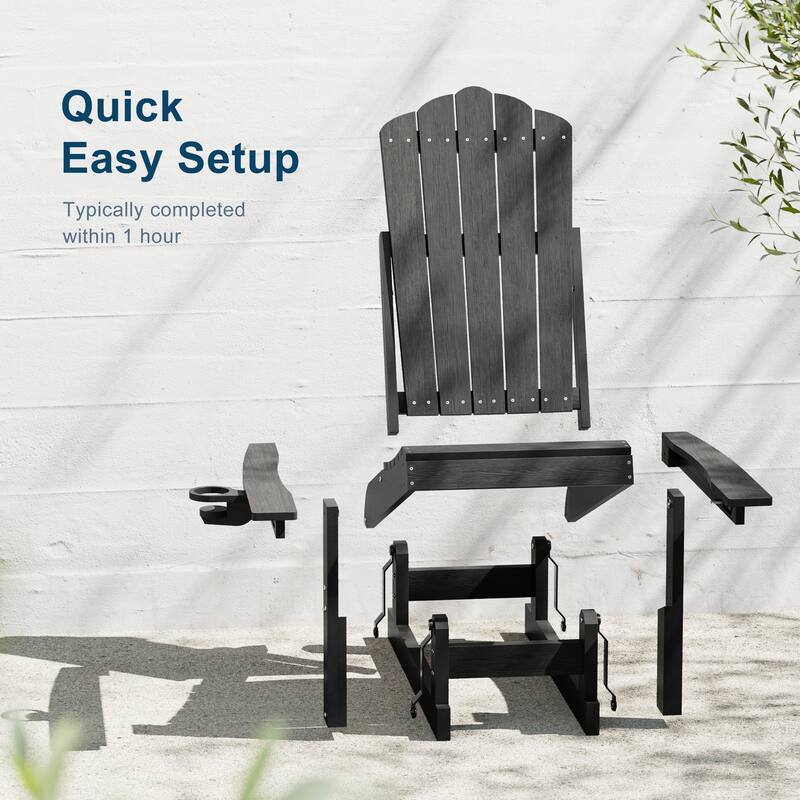 Glider Adirondack Patio Chair, 3-Position Adjust Smooth Motion Chair