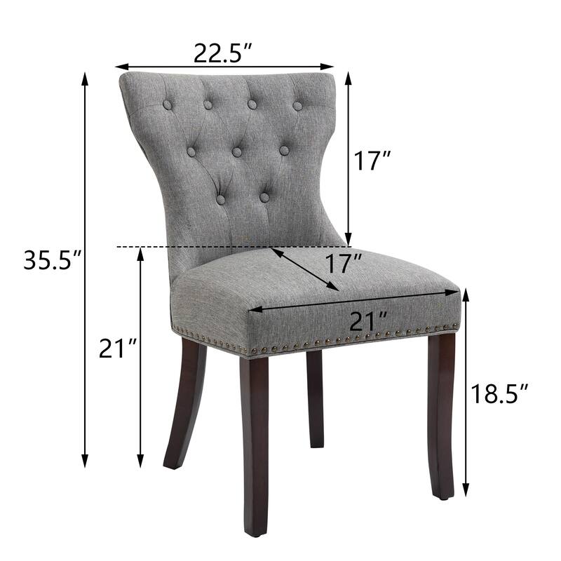 Fabric Wingback Dining Chairs Comfy Armless Accent Chairs Set of 2