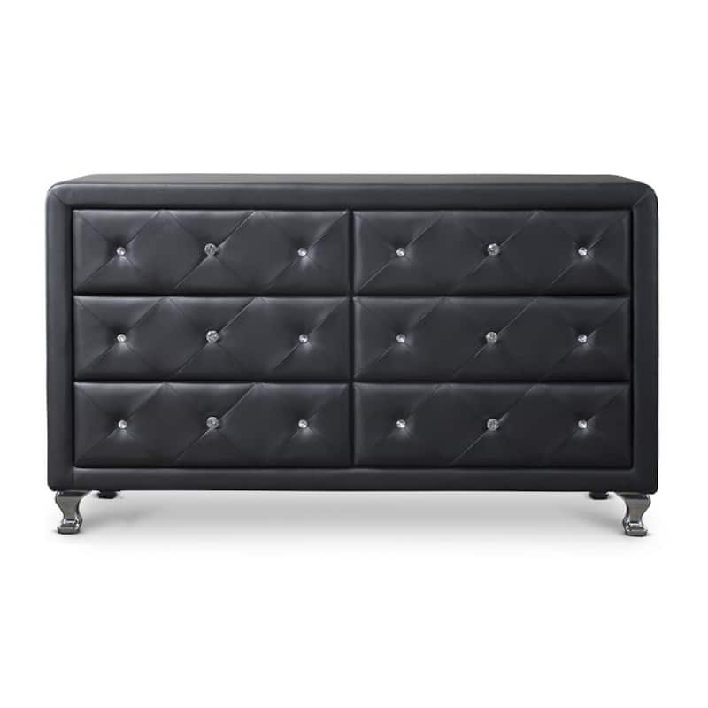 Luminescence Wood Contemporary Black Upholstered Dresser