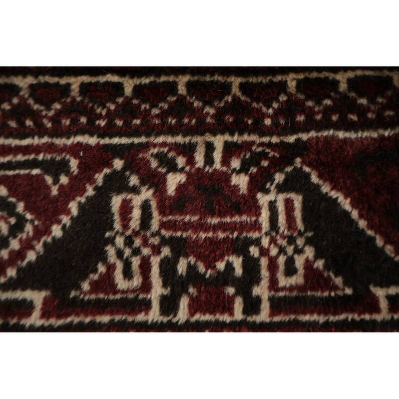 Hand Knotted Oriental 100% Wool Carpet Traditional Geometric Red Bokhara Area Rug - 13' 4'' X 8' 3''