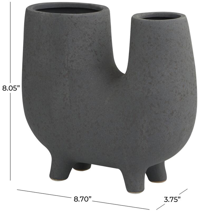 Ceramic Abstract U-Shaped Decorative Vase with Small Feet - Dark Gray - CosmoLiving by Cosmopolitan