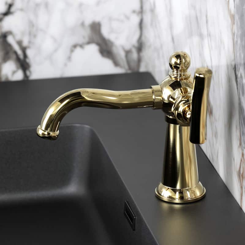 Kingston Brass Hallerbos Single-Handle 1-Hole Deck Mount Bathroom Faucet with Drain