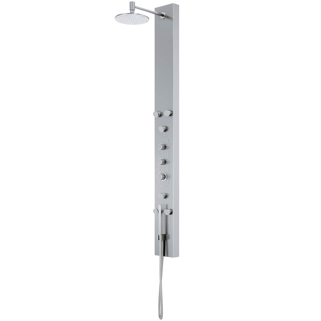 VIGO Dilana 67" H x 6" W 6-Jet Shower Panel with Round Shower Head in Stainless Steel