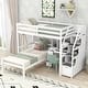 preview thumbnail 1 of 6, Twin Size Multifunctional Bunk Loft Bed with a Stand-Alone Bed, Storage Staircase, Desk, Shelves and Drawers, White White - Twin