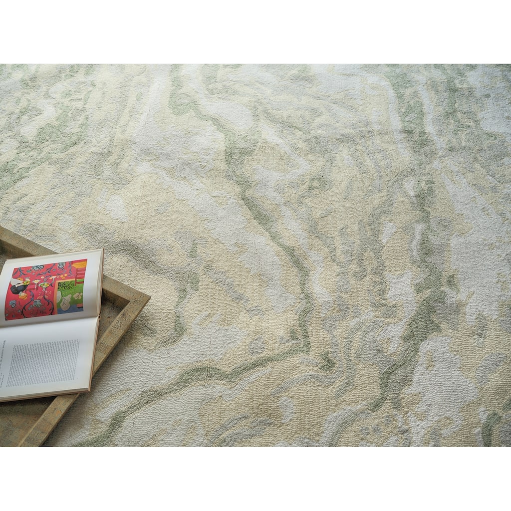 Cortero Handmade Hand Tufted New Zealand Wool Green/Ivory Area Rug.