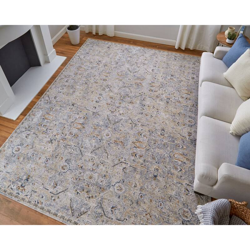 Grand Bazaar Hyannis Machine Made Distressed Transitional Area Rug