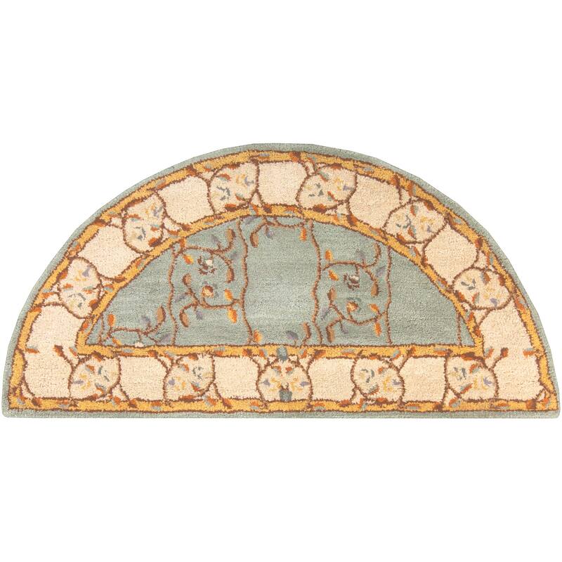 Livabliss Transitional Caesar Border Area Rug - 2' x 4' Half-Circle - Green/Beige