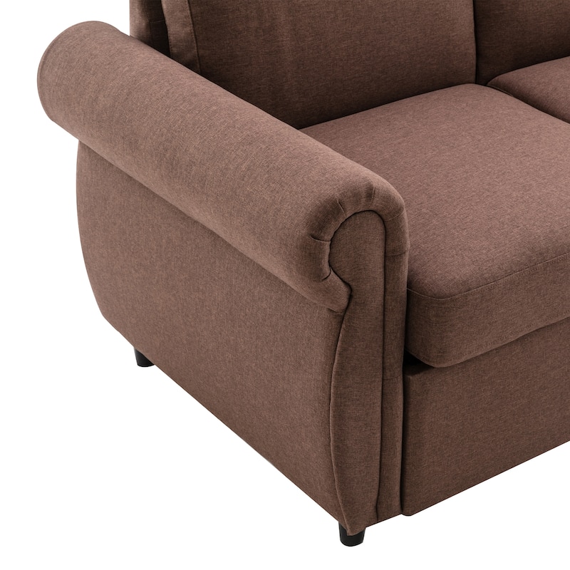 Brown Pull Out Sofa Bed Loveseat Sleeper Sofa Couch with USB Ports, Convertible Couch Settee for Living Room