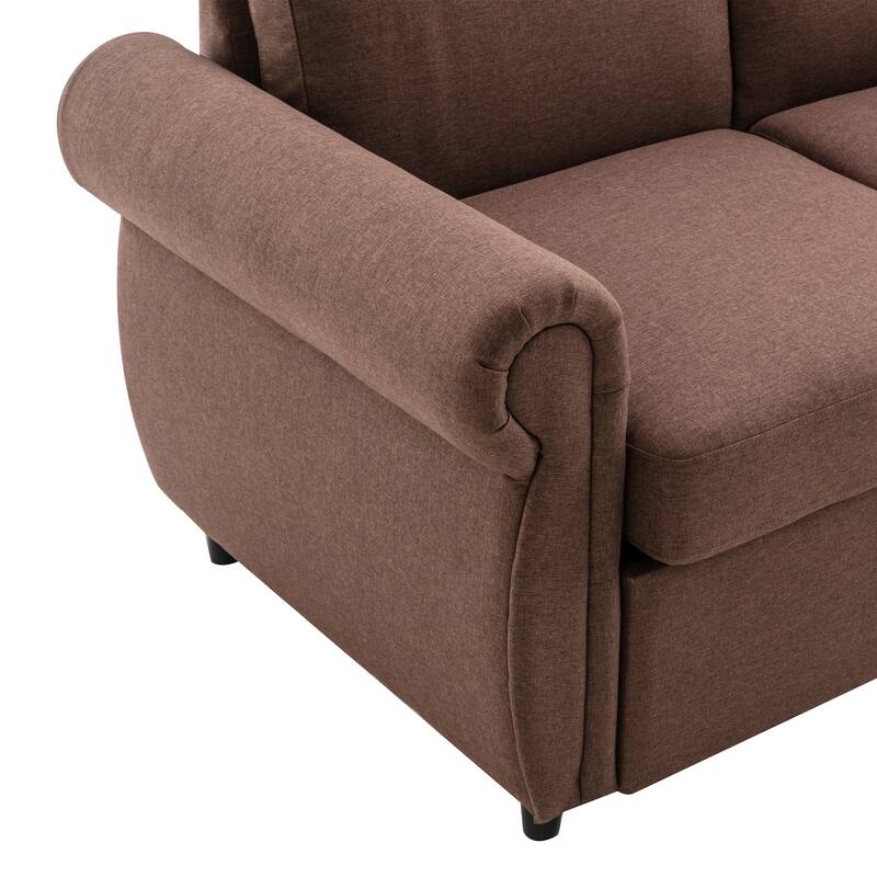 Roomfitters 57.9" Pull-Out Sleeper Sofa Loveseat with Twin Size Memory Foam Mattress, Two USB Charging Ports