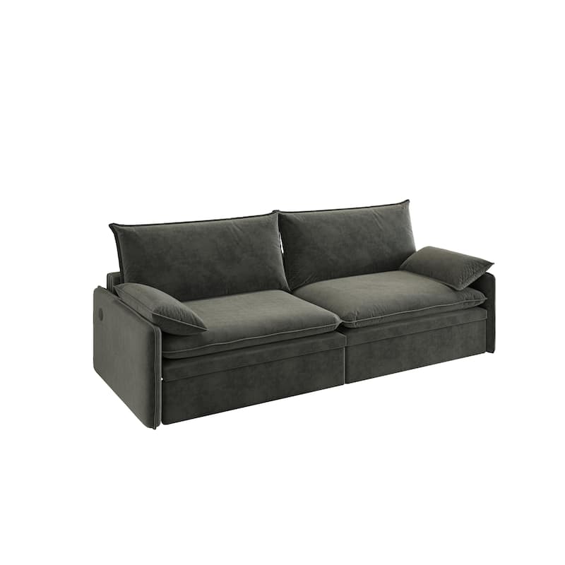 Convertible Sleeper Sofa Bed with Storage and USB Port Modern Chenille Fabric for Versatile Living Spaces