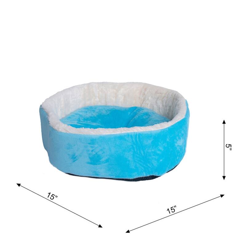 15" Soft Plush Round Dount Cat Beds, Dog Cuddler - 15"(L) x 15"(W) x 5"(H)