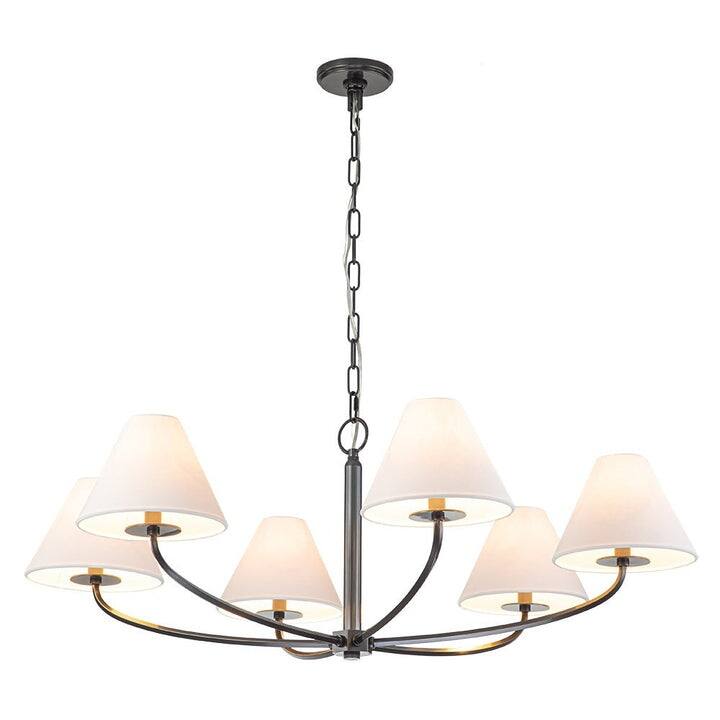 Mid-century 6-Light Tapered Linen Shade Chandelier