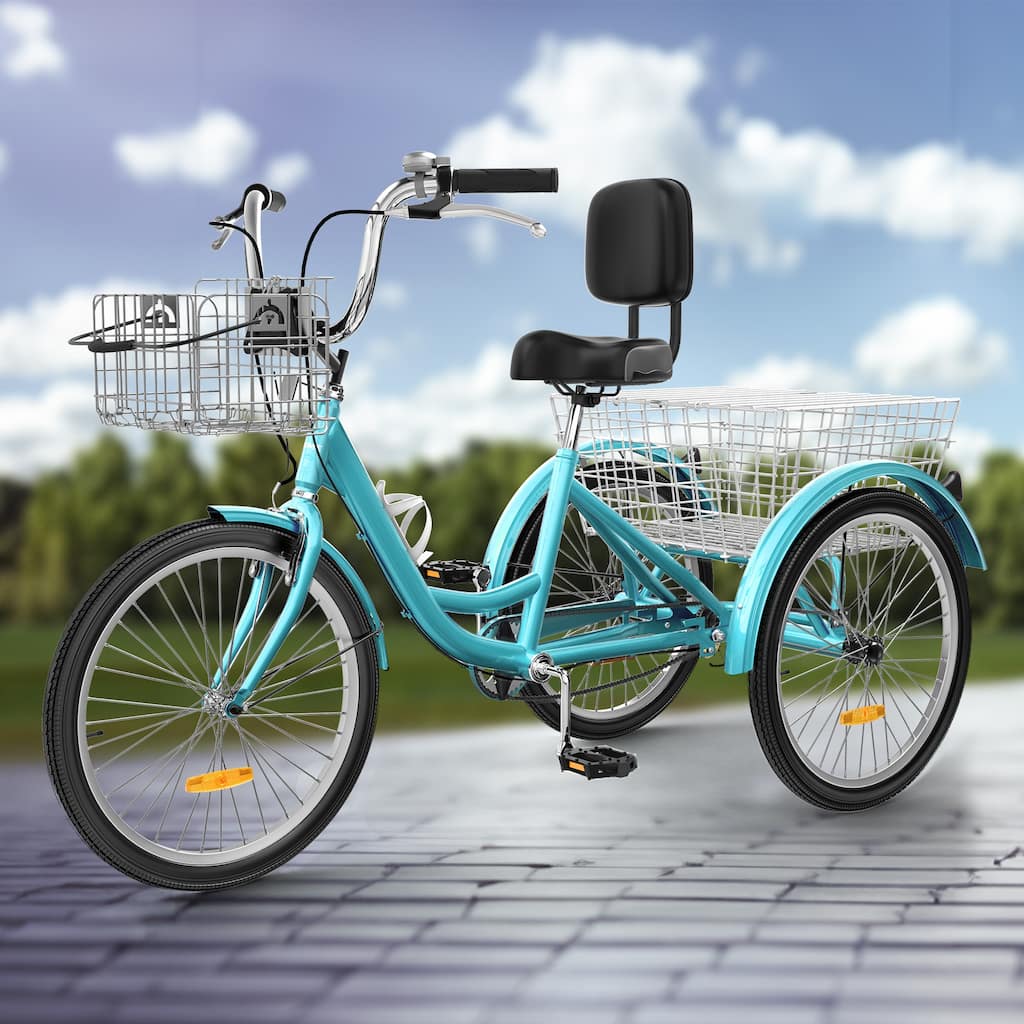 24"/26" Mint Green Adult Tricycle 3 Wheel Bikes 1 Speed Trike Bike