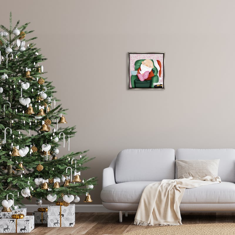 Stupell Cozy Sleeping Santa Claus Framed Floater Canvas Wall Art Design By Sarah Hickman