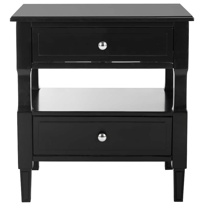 SAFAVIEH Terri Two Drawer White Nightstand - Black