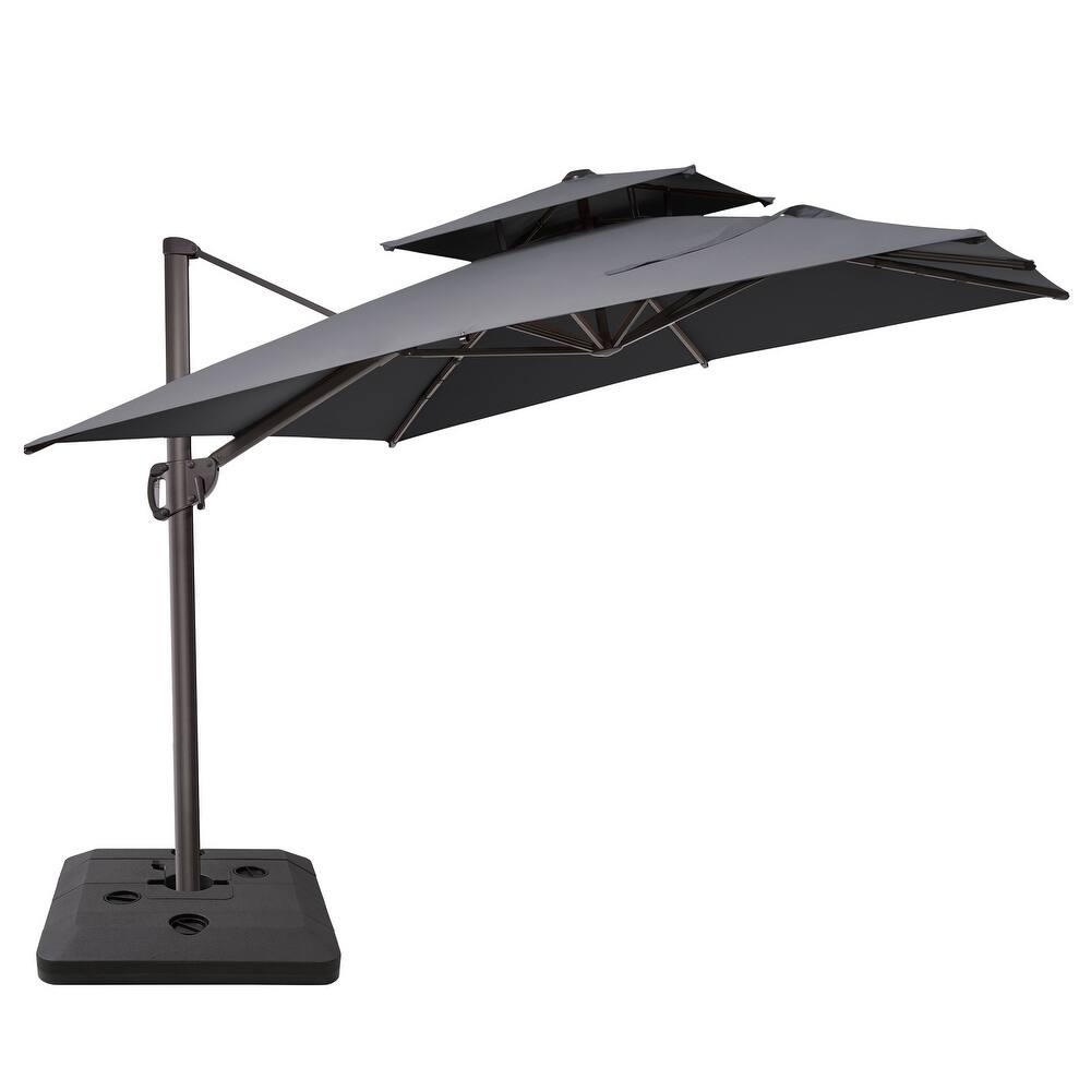 11 x 9 ft Outdoor Patio Cantilever Offset Umbrella with Base Stand