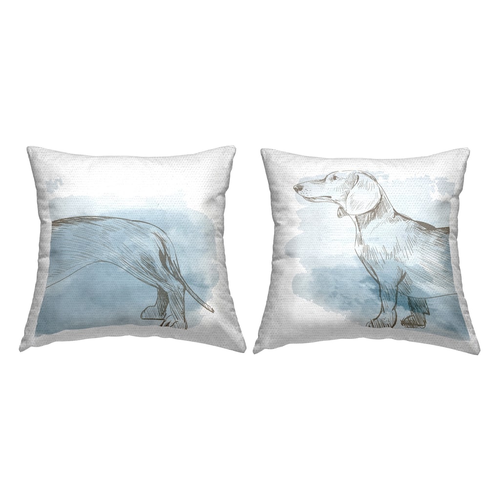 Stupell Connecting Dachshund Dog Printed Outdoor Throw Pillow Design by Daphne Polselli (Set of 2)