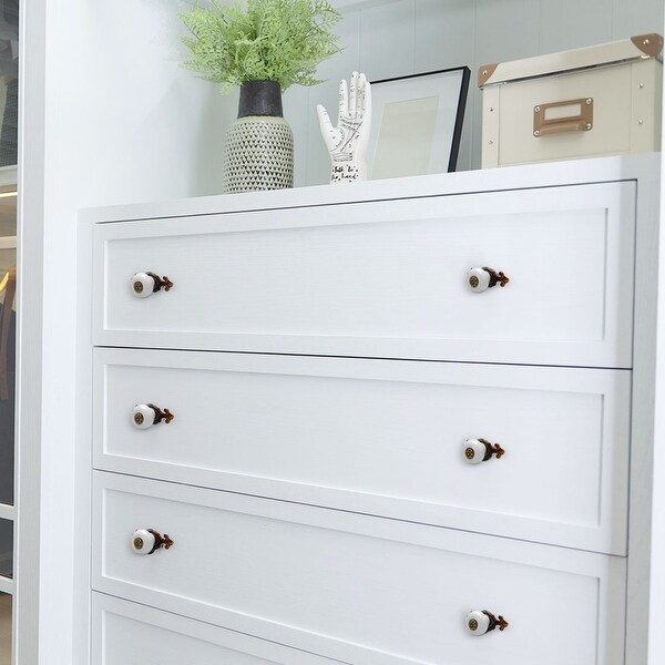 Ceramic Vintage Knobs Drawer Pull Handle Cupboard Wardrobe Dresser 8pcs White