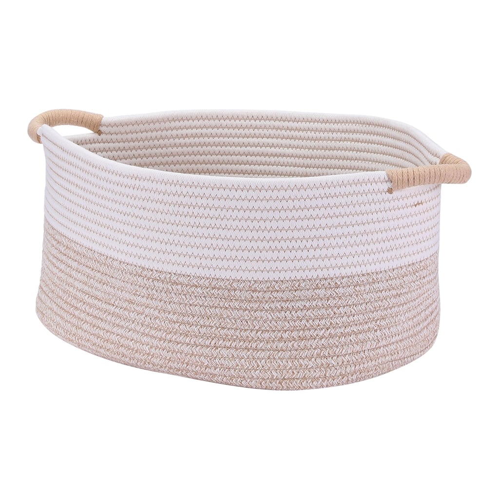 Woven Storage Basket Bin with Handles, Shelf Closet Storage Bin for Home Decor Living Room Blankets, Clothes, Shoes