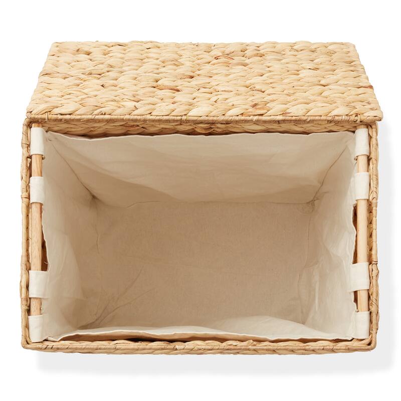 Large Laundry Hamper Basket w Lid and Liner Water Hyacinth