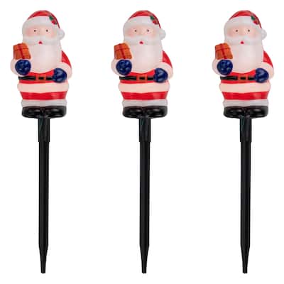 Set of 4 Lighted Santa Claus Christmas Pathway Markers 16"