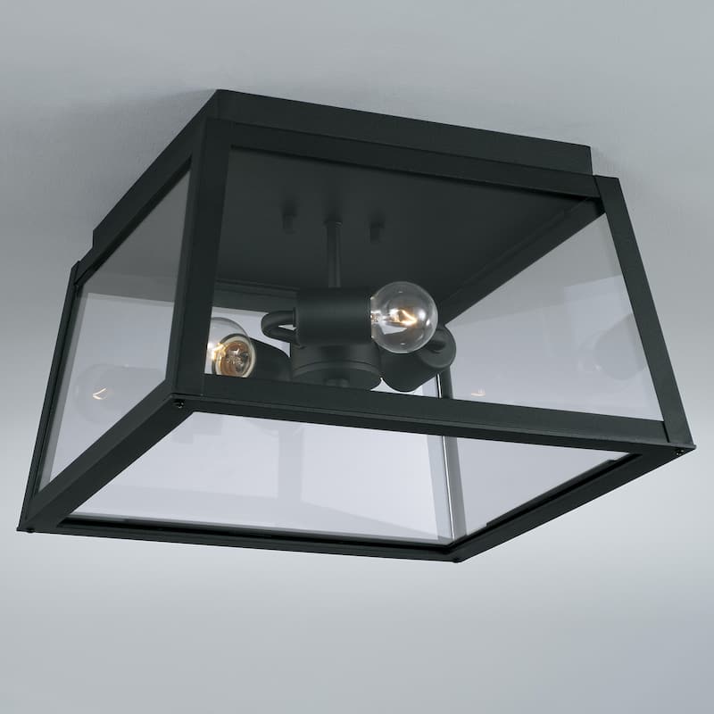 Leighton 14.5" 3-light Outdoor Flush Mount w/ Clear Glass