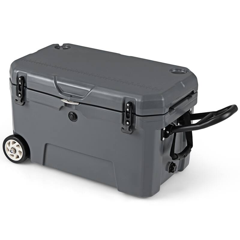 Gymax 52 Quart Portable Hard Cooler w/6-Day Ice Retention Pull Handle - Grey