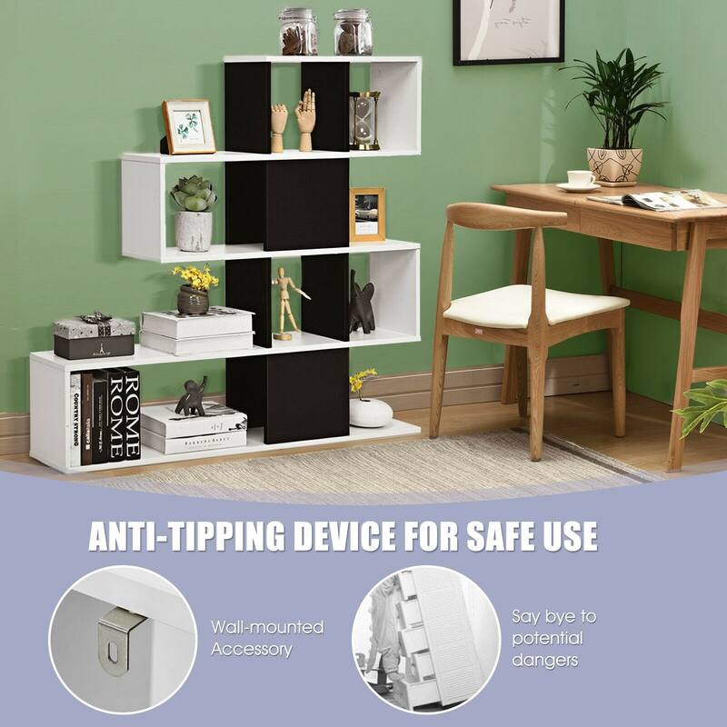 5-Tier Bookshelf Corner Ladder Bookcase with Storage Rack - 47" x 8" x 43" (L x W x H)