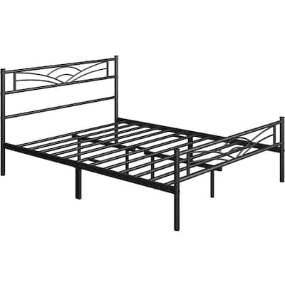 Yaheetech Metal Platform Bed Frame with Underbed Storage Bed Frame with Cloud-inspired Design Headboard