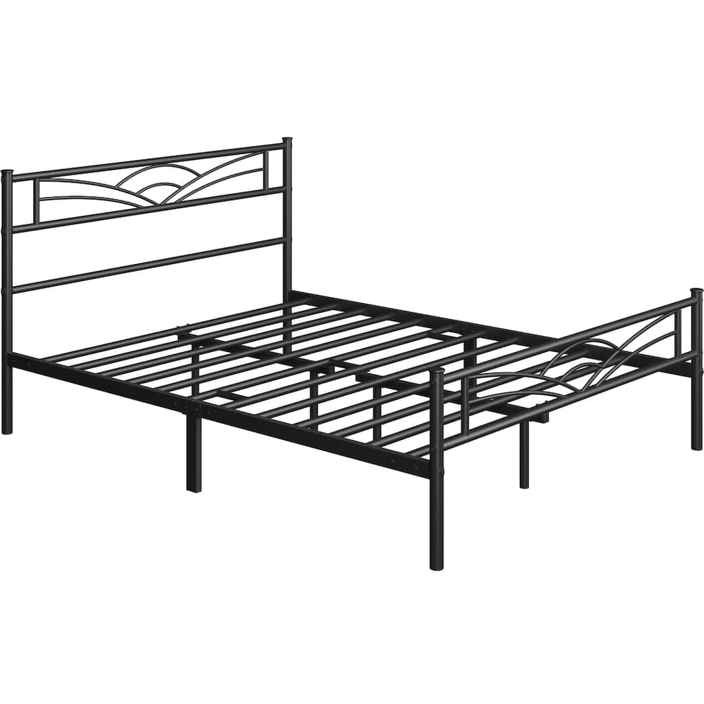 Yaheetech Metal Platform Bed Frame with Underbed Storage Bed Frame with Cloud-inspired Design Headboard