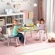 preview thumbnail 12 of 13, Kids Table and Chair Set, 3 Pcs Wooden Play Table and 2 Cute Rabbit Chairs, Solid Wood Legs, Space-Saving