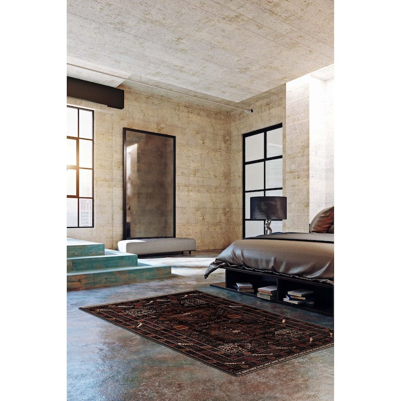 ECARPETGALLERY Hand-knotted Teimani Black, Brown Wool Rug - 3'7 x 6'3