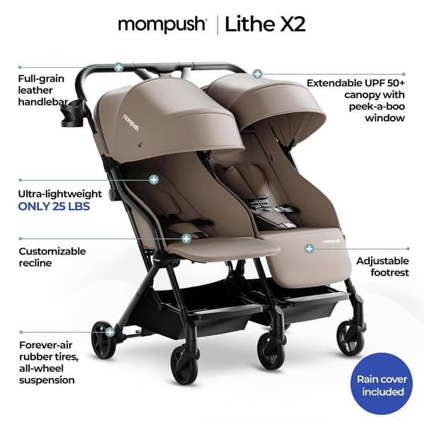 Mompush Lithe Double Stroller, Lightweight Side by Side Stroller for Newborn  and Toddler, Easy Fold, Spacious Seats with Recline - Bed Bath & Beyond -  43134170