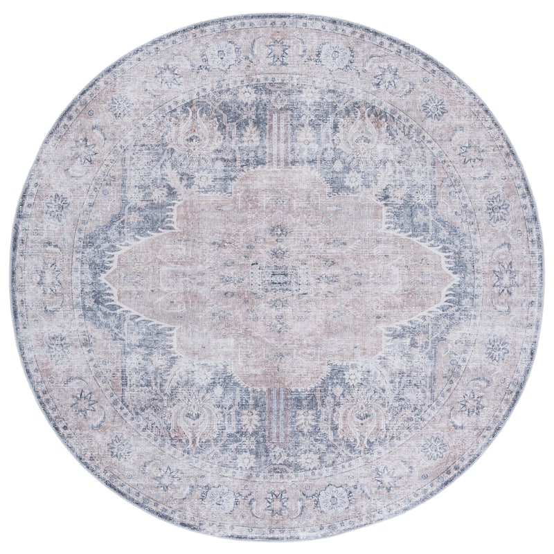 SAFAVIEH Arizona Anneheide Vintage Rug - 6' Round - Sage/Grey