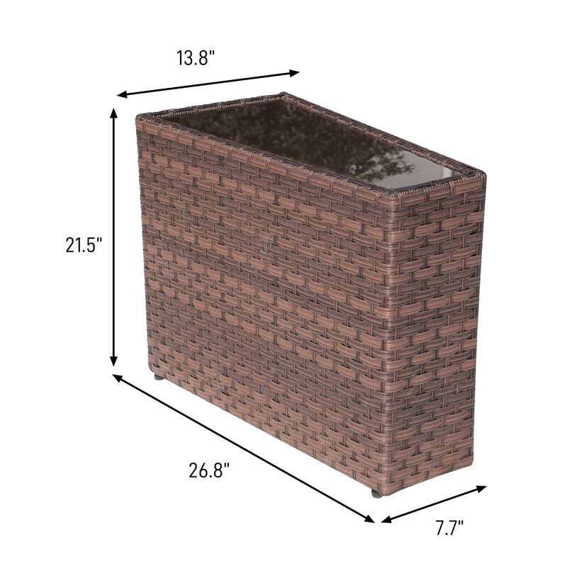 2-piece Outdoor Wicker Arm Table Patio Side Table