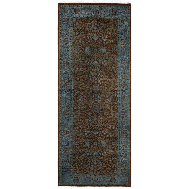 Overdyed One-of-a-Kind Hand-Knotted Runner Rug - Blue - 3' 0" x 7' 8"
