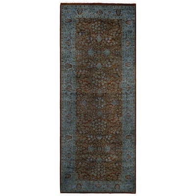 Overdyed One-of-a-Kind Hand-Knotted Runner Rug - Blue - 3' 0" x 7' 8"