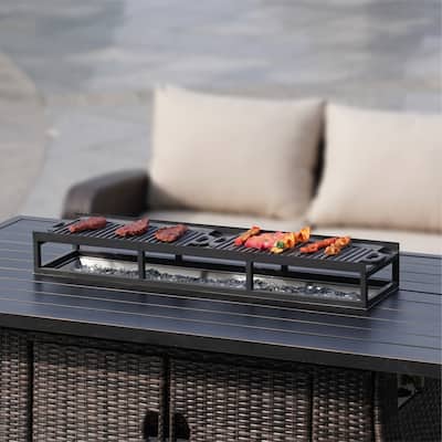 Black Patio BBQ Grill Shelf with Two Cooking Pan
