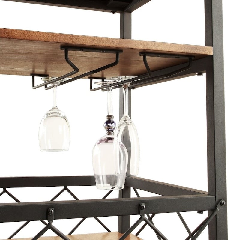 Myra Rustic Serving Cart with Wine Inserts and Removable Tray Top by iNSPIRE Q Classic