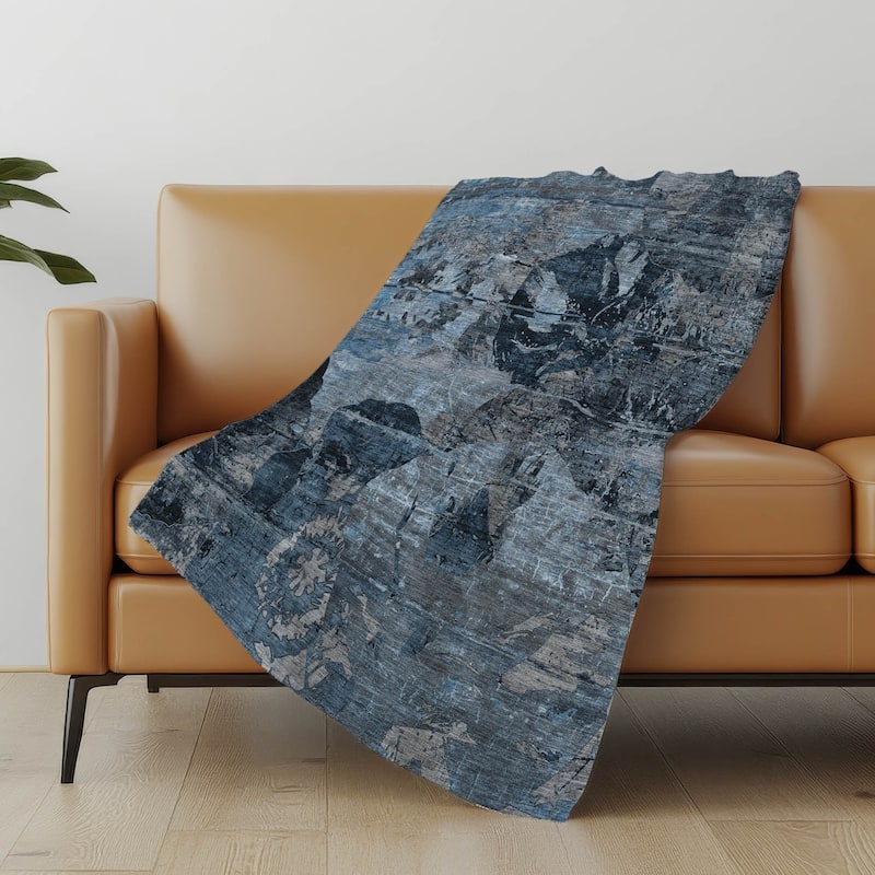 Premium Machine Washable Modern Floral Sherpa Throw Blanket