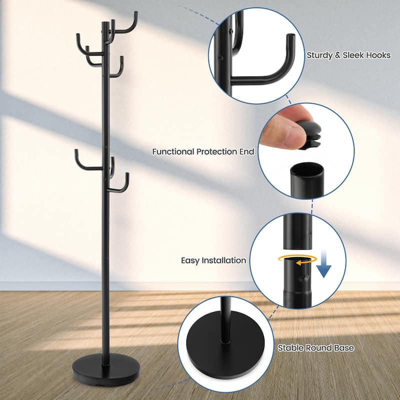 Costway Metal Coat Rack Hat Hanger Hooks Hall Entryway For Jacket