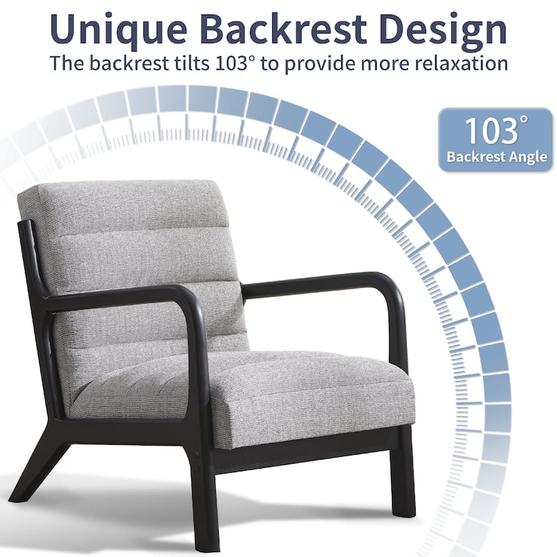 Accent Chair,Upholstered Reading Armchair with Solid Wood Frame